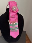 Women   s Preppy Pink   Green Solid Neck Tie W  Rhinestone   Charm Accents