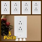 5 Pack Outlet Cover Built-in Led Night Light Bulbs Wall Plate Square Receptacle