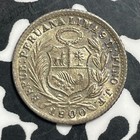 1900 890 Peru 1 2 Dinero Half Dinero Lot t1524 Silver  High Grade  Beautiful 