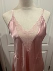 Women Lingerie Satin Nightgown Slip Vneck Pink Thin   Soft Sz Xl 33 lx20 w