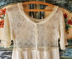 Gorgeous Antique Cotton Nightgown W  Fancy Crochet Bodice - Wonderful - M l