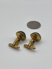 Vintage Hickok Gold Tone Gren Cabochon Cufflinks