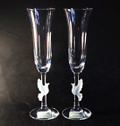 New Gorham Wedding Dove Champagne Toasting Flutes  Lead Crystal  2pc Set