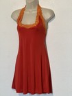 Vintage Victorias Secret Very Sexy Red Halter Chemise Slip Dress Orange Lace S
