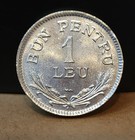 1924 Romania Leu Lightning Bolt Privvy Mark Bu