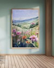 Watercolor Wildflower Meadow Print  Vibrant Floral Landscape Wall Art