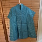 Vintage 1950 s   1960 s Maternity Blouse Blue Collared Short Sleeve Button Front