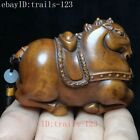 L 6 8cm Chinese Boxwood Hand Carved Animal Horse Statue Netsuke Table Decoration