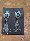 Vintage Sterling Silver Rb Navajo Turquoise 925 Dangle Post Earrings