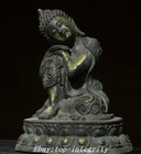 11  Collect Old Tibet Buddhism Pure Bronze Gilt Fengshui Sleeping Buddha Statue