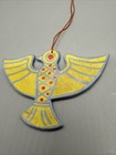 Northwest Tree Ornament Coast Carved Wooden Bird Falcon Hand Yellow 3 5x2 5   