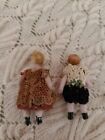 Lot Of 2 Tiny Miniature Antique German Bisque Hertwig Carl Horn Boy   Girl Dolls