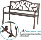 Outdoor Garden Park Bench Patio 50  Metal Bench With Backrest And Armrest Bronze