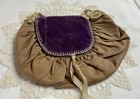 Vintage Antique Sewing Bag  Needle Keep  Dark Beige   Purple