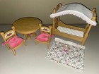 Vintage 1999 Fisher Price Briarberry Canopy Bed  Blanket  Bear  Table   2 Chairs