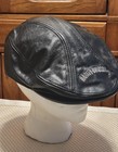 Harley Davidson Classic Black Leather Newsboy Cap Biker Hat Motorcycle Size Xl