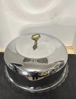 Everedy Chrome Cake Carrier Glass Plate Gold Handle Usa