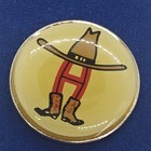 Houston Livestock Show   Rodeo Texas Bow Legged H Round Lapel Hat Pin Nos