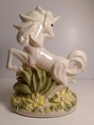 Vintage Ceramic Painted Glazed Majestic Unicorn Figurine Statue Signed 9  X 7 