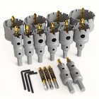 18pcs Titanium Coated Carbide Hole Saw Kit adjustable 9 16 To 2-3 8 In