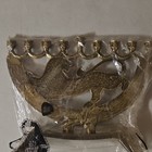Vintage Israel Hen Holon chen Cholon Solid Brass Hanukkah Menorah Lion Design