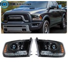 For 2009-2013 2014 2015 2016 2017 2018 Dodge Ram 1500-3500 Black Headlight W drl