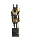 Egyptian God Anubis With Staff   Ankh Standing On Hieroglyphic Base Figurine 8   