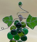 Vintage Stained Glass Green Grape Cluster Wine Bottle Topper Collar Wire Vine