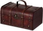 Decorative Wooden Treasure Chest Keepsake Box Large Memory Trunk  Wood Lock B   