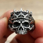 Vintage Royal Crown King Skull Ring Stainless Steel Gothic Men s Biker Punk Ring