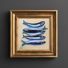 Sardines Oil Painting French Kitchen Original Wall Art Fish Still Life Painting
