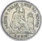 1870 60 Peru 1 Dinero Silver Coin 7 6 J b Overdate Km 190 Lima