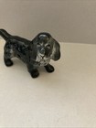 Ceramic Figurine Puppy Dog Black   White  2  Tall 3 25  Long Vintage