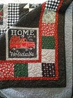 Handmade Christmas Quilt Flannel Backing 54 X70  Home For The Holidays Black Red