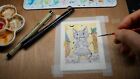 Original Aceo Cat Painting One-of-a-kind Hand Painted By Marian Tonciu