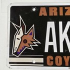 Rare Arizona Coyotes License Plate      Az Tag Ak8514