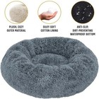 Fluffy Donut Pet Bed Dog Cat Calming Plush Round Soft Warm Washable Cuddler Bed