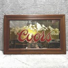 Vintage Coors Beer Mirror Sign Wood Frame Mountain Bar Decor Large Rustic