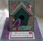 Stampin Up  Card Kit Birdhouse Easel Fun Fold Card Friendship Purple Birthday