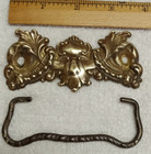 Lot Of 2  pair  Antique Stamped Brass Drawer  Desk bin cabinet Handles pulls