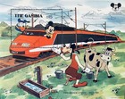 Gambia Historic Locomotives Disney Stamps Ss Set 1987 Mnh Mickeys 60th Train