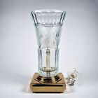 Vintage Lalique Style Floral Glass And Brass Table Lamp Art Deco Inspired Design