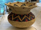 Collectible Decorative Woven Basket Vase - Natural   Multicolor