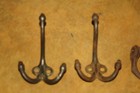 Group Of 9 Vintage Cast Iron Double   Triple Acorn Coat Hooks-school - Farmhouse