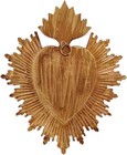 Sacred Heart  Metal Heart Milagro Heart Box Ex Voto Prayer Holder  antique Gold 