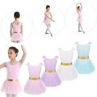 Kids Girls Ballet Dance Gymnastics Tutu Dress One Shoulder Leotards Shiny Skirts