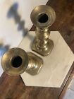 Beautiful Pair Of 10    Antique Victorian Brass Push-up Candlestick Holders