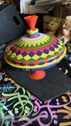 Vintage German Simm Spielwaren Tin Metal Pump Spinning Humming Top Toy 7  Works