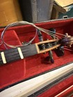 Old Antique Violin Full Size With 2 Bows And  Red Velvet Lined Case