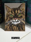 Aceo Original Art Painting Maine Coon Cat Mixed Media On Pastel Paper Ooak Atc 